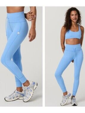 VUORI Daily Leggings Drawstring Light Blue Spring L EUC No Flaws Rare Color
